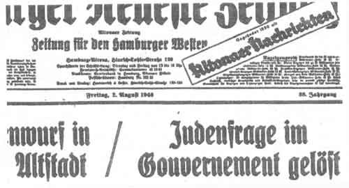 Judenfrage im Generalgouvernement gelst - Springers Altonaer Nachrichten