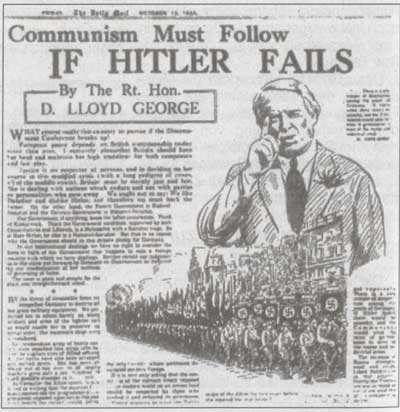 Kommunismus droht, wenn Hitler scheitert